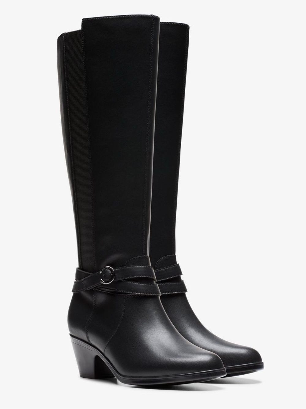 ♥️♥️ Clarks® Emily2 Dream Women's Leather Knee-High Dress Boots - Black Leather